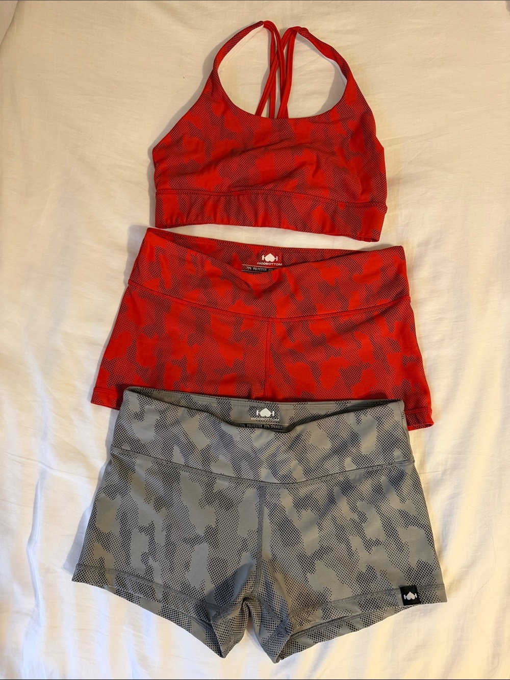 Wodbottom Red / Grey Camo Women's athletic shorts bundle